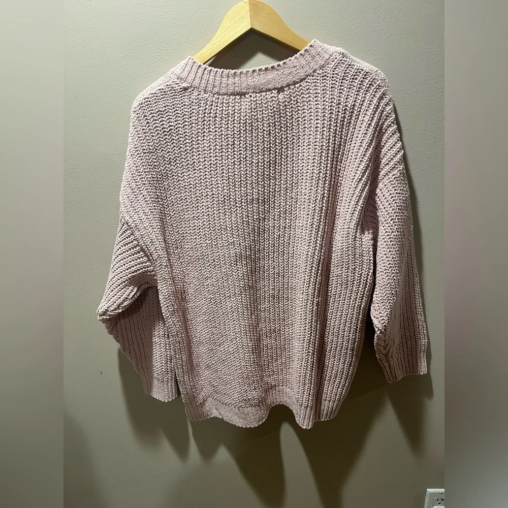 Cable & Gauge V-Neck Sweater - Soft Pink - Picture 4 of 7